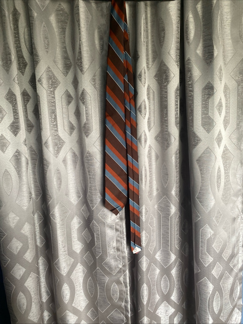 Vintage Giorgio Sant Angelo Brown, Blue, Orange Striped Silk & Wool Tie